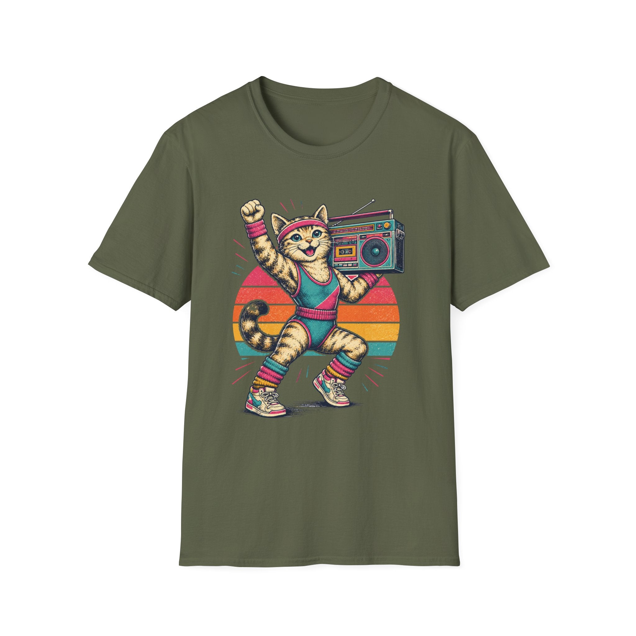 Retro Fitness Cat T-Shirt