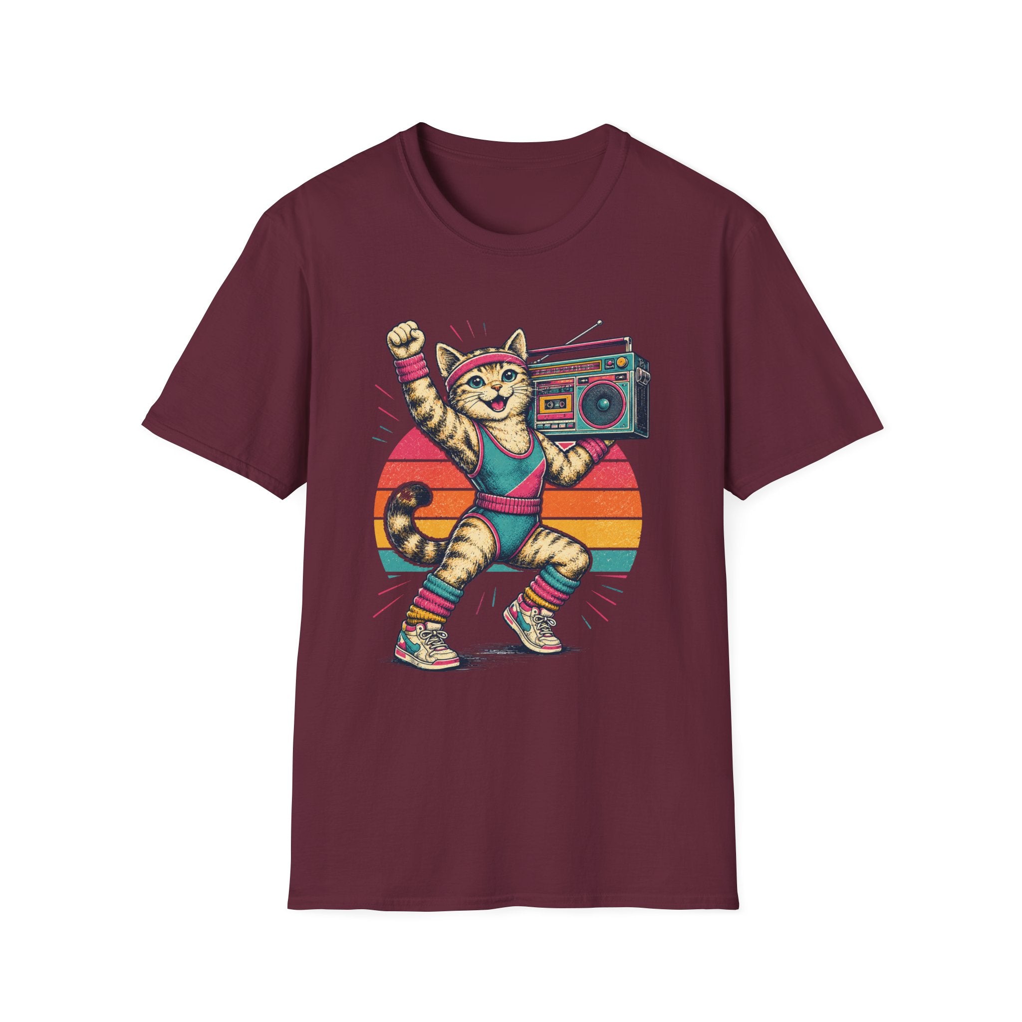 Retro Fitness Cat T-Shirt