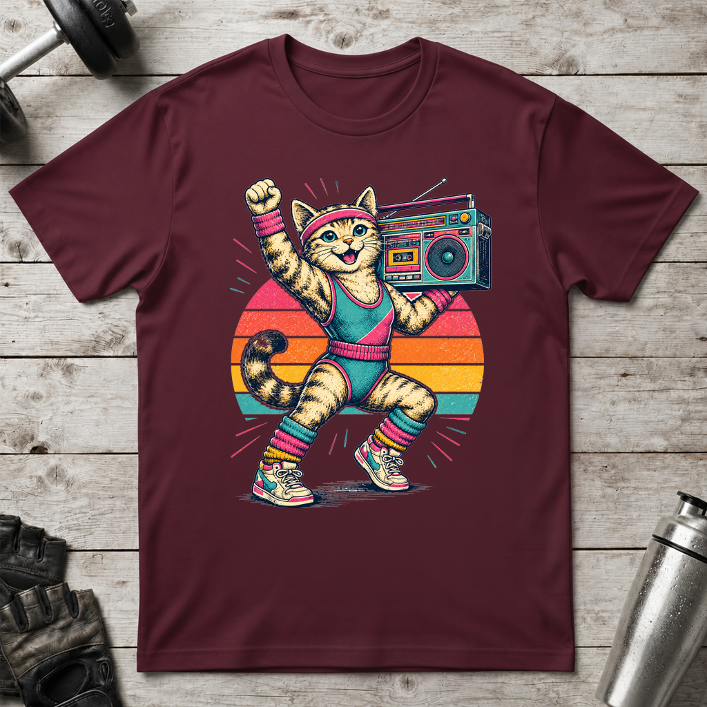 Retro Fitness Cat T-Shirt
