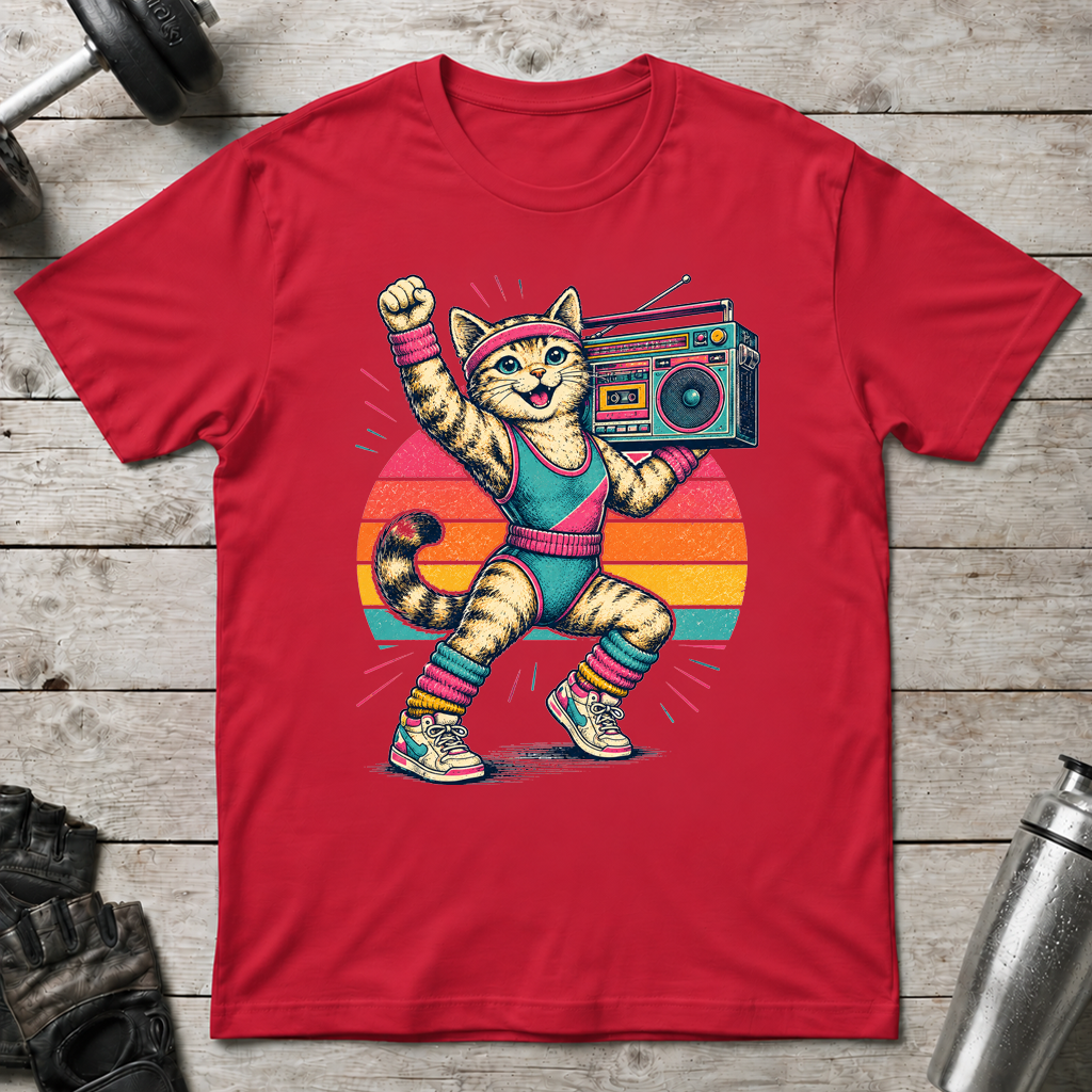 Retro Fitness Cat T-Shirt