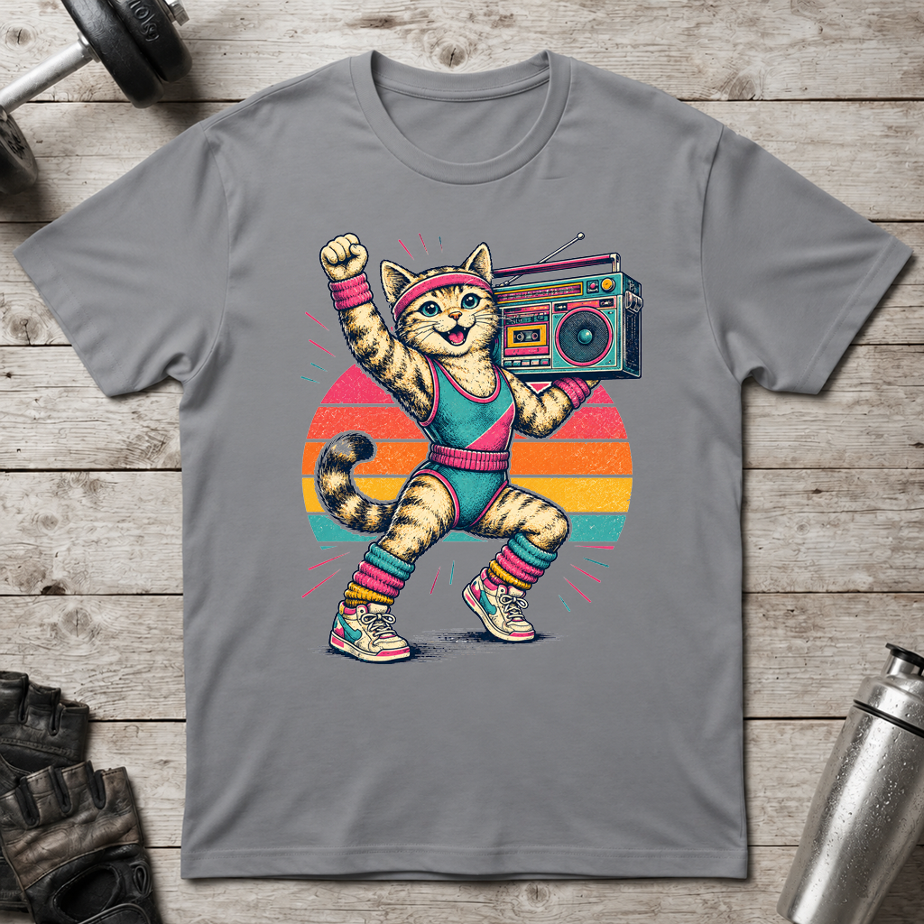 Retro Fitness Cat T-Shirt