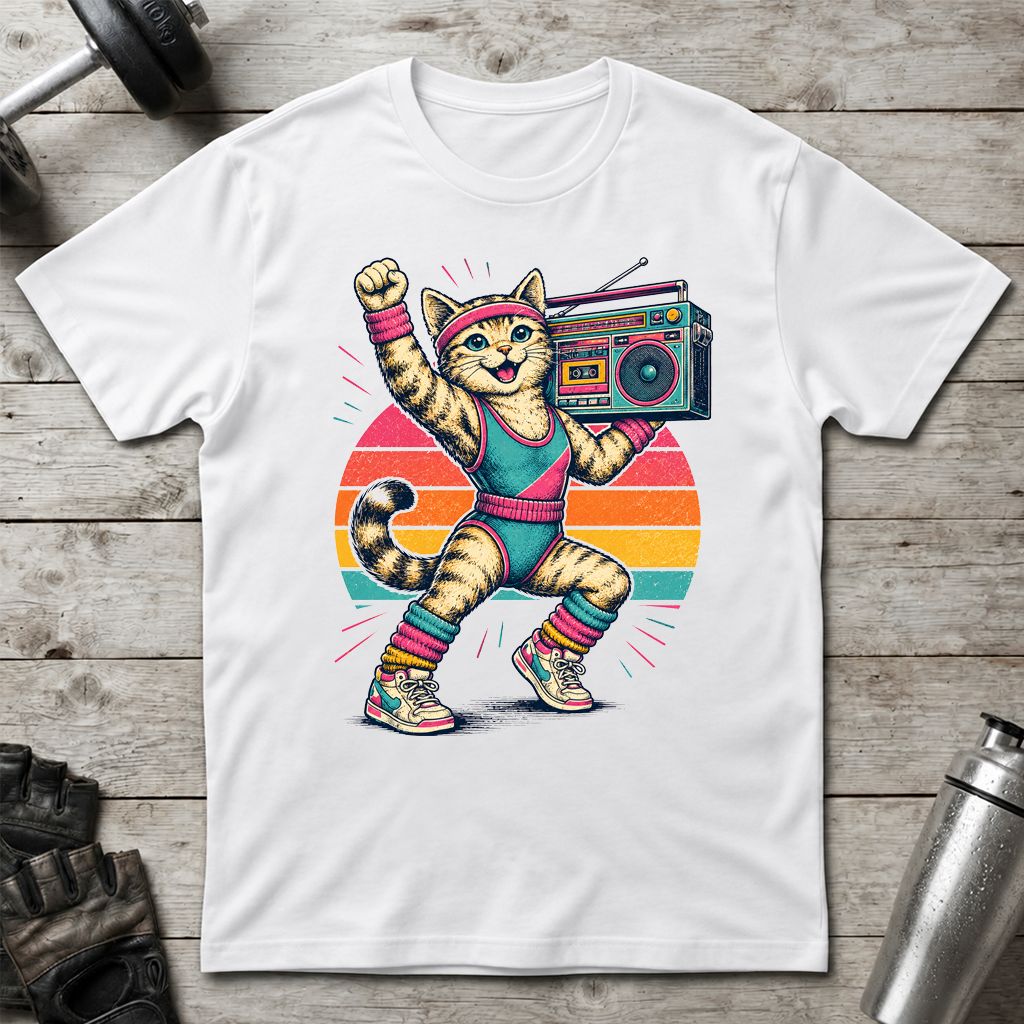 Retro Fitness Cat T-Shirt